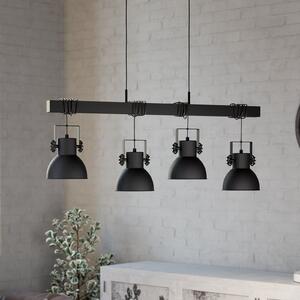EGLO Shirebrook lampă suspendată, patru surse, neagră, reglabil, Negru, Camera de zi / sufragerie, Metal, Design industrial