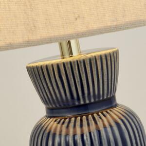 Searchlight Lampa de masă Jeshua, albastru/alb, ceramică/textil, 39 cm, E24, Alb, Camera de zi / sufragerie, Țesătură / Textil, Scandinavă