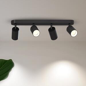 Calex Spot de tavan GU10, negru, lungime 49 cm, 4 becuri, metal, reglabil, Negru, Camera de zi / sufragerie, Metal, Modern, Plafon semicircular cu spațiere