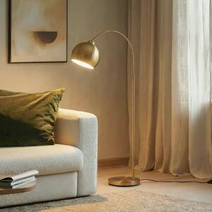 Lindby Lampă de podea arcuită Moisia, alamă, metal, 148 cm, Auriu / Alamă, Camera de zi / sufragerie, Metal, Modern