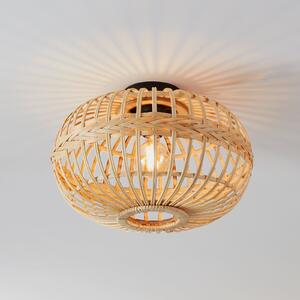 EGLO Amsfield plafonieră din bambus, oval, reglabil, Lemn, Camera de zi / sufragerie, Bamboo, Casă de țară / Rustic