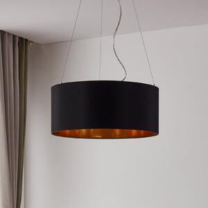 EGLO Leico lampă suspendată textilă, 53 cm, negru, reglabil, Negru, Camera de zi / sufragerie, Țesătură / Textil, Modern