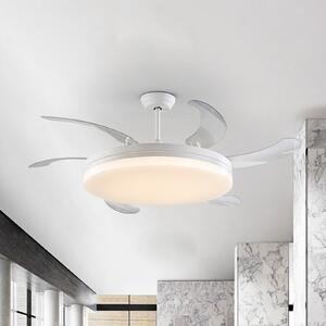 Schuller Valencia Ventilator de tavan cu LED Vento alb/transparent, DC Ø 150 cm silențios, reglabil, Transparent, Camera de zi / sufragerie, Plastic, Modern