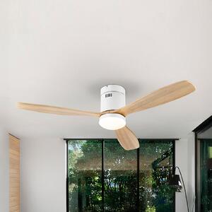 Schuller Valencia Ventilator de tavan cu LED Siroco, alb/lemn deschis Ø 132 cm, silențios, reglabil, Lemn, Camera de zi / sufragerie, Lemn, Modern