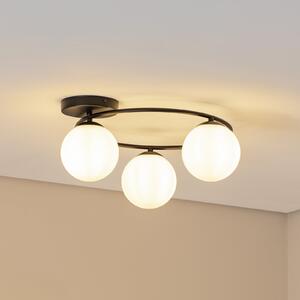 EMIBIG LIGHTING Plafonieră Sopra, alb opal/negru, sticlă, E14, reglabil, Negru, Camera de zi / sufragerie, Sticlă, Modern