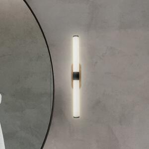 Briloner Aplică de perete LED Runt, negru/lemn 3.000 K IP44 Lungime 40 cm, Lemn, Baie, Plastic, Modern