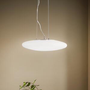 Lindby Lampă suspendată LED Gunda, alb, sticlă, Ø 47 cm, dimabilă, reglabil, Alb, Camera de zi / sufragerie, Sticlă, Modern