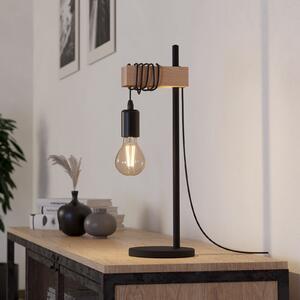 EGLO Townshend lampă de masă neagră/lemn deschis, Lemn, Camera de zi / sufragerie, Lemn, Design industrial