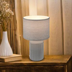 Briloner Lampa de masă Ino, gri, ceramică, textil, E27, Gri, Camera de zi / sufragerie, Ceramică
