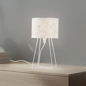 Duolla Lampă de masă Mila, țesătură, unicorni, E14, înălțime 32,5 cm, Alb, Camera copiilor, Țesătură / Textil