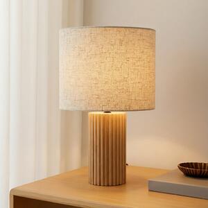 Lindby Lampă de masă Kimiko, înălțime 38 cm, lemn, textil, Lemn, Camera de zi / sufragerie, Lemn, Scandinavă