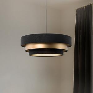 Maco Design Lampă suspendată Triniti, negru/galben, Ø 60 cm, textil, reglabil, Negru, Camera de zi / sufragerie, Țesătură / Textil