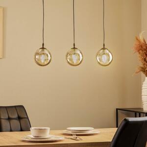 EMIBIG LIGHTING Lampă suspendată Glassy, 3 becuri, dreaptă, negru, grafit, sticlă, reglabil, Negru, Camera de zi / sufragerie, Sticlă, Modern