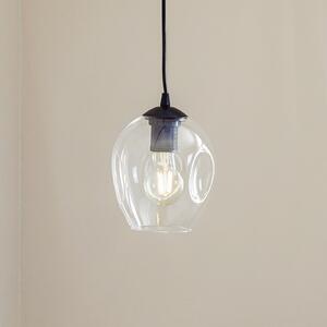 EMIBIG LIGHTING Lampă suspendată Starla cu 1 bec, abajur din sticlă transparentă, reglabil, Negru, Camera de zi / sufragerie, Sticlă, Modern
