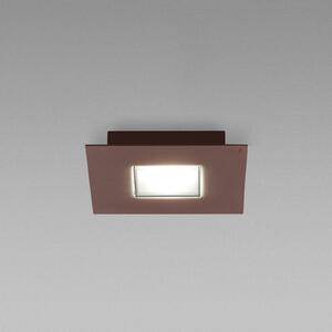 Fabbian Plafonieră LED Quarter, maro, metal, 15 cm, reglabil, Maro / Rugină, Camera de zi / sufragerie, Metal, Design