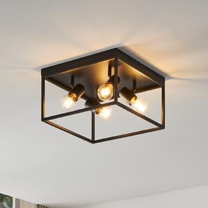 EGLO Silentina plafonieră cu patru surse, 36x36cm, reglabil, Negru, Camera de zi / sufragerie, Metal
