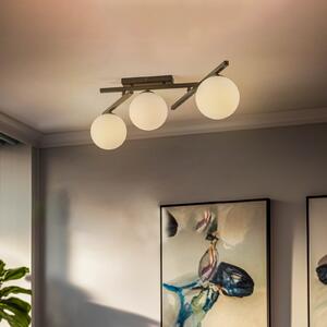 EMIBIG LIGHTING Plafonieră Smart, negru/opal, 3 becuri, reglabil, Negru, Camera de zi / sufragerie, Metal, Modern