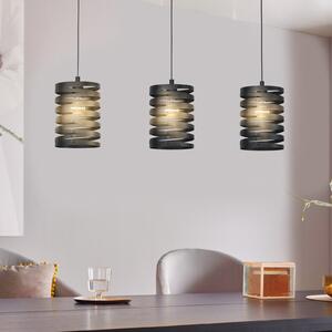 EGLO Cremella lampă suspendată, lungime 94 cm, negru, 3 lumini, oțel, reglabil, Negru, Camera de zi / sufragerie, Metal, Modern