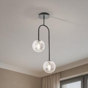 EMIBIG LIGHTING Plafonieră Atria, gri fum/negru, înălțime 76 cm, 2 becuri., reglabil, Negru, Camera de zi / sufragerie, Metal