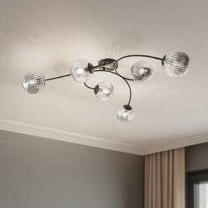 EMIBIG LIGHTING Plafonieră Vibra, gri fum/negru, lungime 97 cm, 6 becuri., reglabil, Gri, Camera de zi / sufragerie, Sticlă, Modern