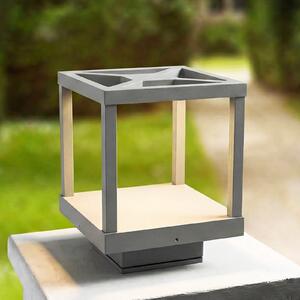 Lucande lampă cu soclu LED Lealan, gri, metal, 23 cm, IP54, Gri, Aluminiu, Modern