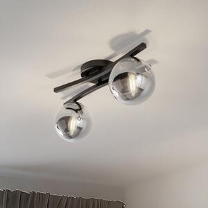 EMIBIG LIGHTING Plafonieră OPUS, lungime 60 cm, gri fum/negru, 2 becuri., reglabil, Negru, Camera de zi / sufragerie, Metal, Modern