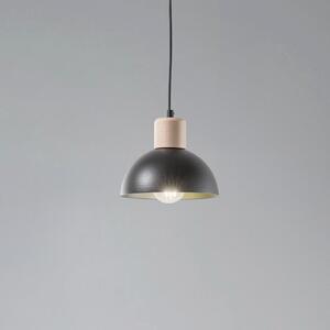 EMIBIG LIGHTING Lampă suspendată Seco, Ø 18 cm, negru, metal/lemn, reglabil, Negru, Camera de zi / sufragerie, Metal
