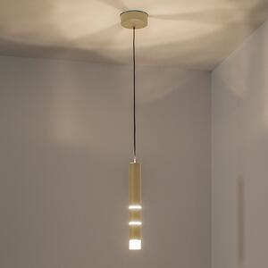 PURE Vega lampă susp. LED, 1 cilindru, alamă, Auriu / Alamă, Camera de zi / sufragerie, Metal, Modern