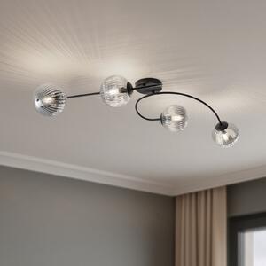 EMIBIG LIGHTING Plafonieră Vibra, gri fum/negru, lungime 110 cm, 4 becuri., reglabil, Gri, Camera de zi / sufragerie, Sticlă, Modern