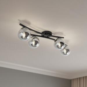 EMIBIG LIGHTING Plafonieră OPUS, lungime 84 cm, gri fum/negru, 4 becuri., reglabil, Negru, Camera de zi / sufragerie, Metal, Modern