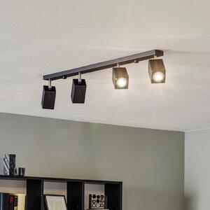 SOLLUX LIGHTING Spot de tavan Square, negru, 4 becuri liniare, reglabil, Negru, Camera de zi / sufragerie, Metal, Modern