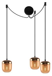 UMAGE Lampă de agățat Acorn cu 3 lumini din alamă chihlimbar, reglabil, Camera de zi / sufragerie, Sticlă, Design