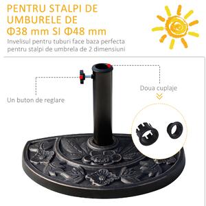 Outsunny Bază Umbrelă Soare Rasina Reglabilă cu Manivela 9kg 50x31x32cm | Aosom Romania