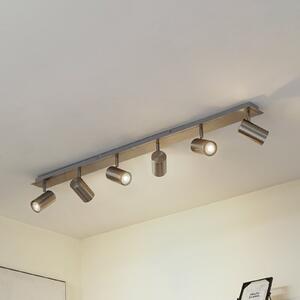 Lindby Spot de plafon Joffrey, 116 cm, nichel, 6 becuri, GU10, reglabil, Metalic, Camera de zi / sufragerie, Metal, Modern