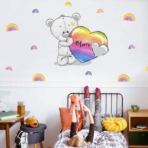 Ursuleț vesel cu nume și curcubeuri colorate