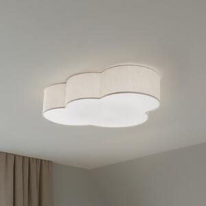 TK Lighting Plafonieră Cloud, bej, 63 cm lungime, textil, nor, E27, reglabil, Bej, Camera copiilor, Țesătură / Textil, Viața tânără