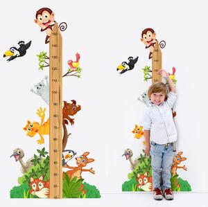 Autocolant - Metru de măsurare a creșterii copilului cu animale de la ZOO (150cm)