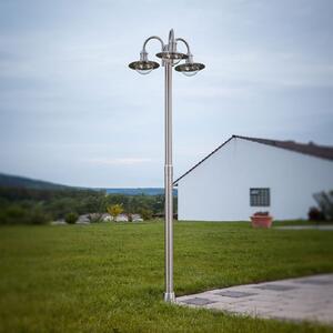 Lindby stâlp de iluminat Damion, 200 cm, 3 becuri, E27, IP44, reglabil, Metalic, Oțel inoxidabil, Modern