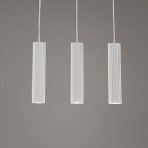 SOLLUX LIGHTING Lampă suspendată Carbon, alb, lungime 45 cm, aluminiu, 3 becuri., reglabil, Alb, Camera de zi / sufragerie, Aluminiu, Modern