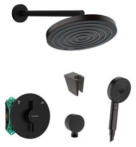 SANITINO - Set de duș cu baterie și corp încastrat hansgrohe, accesorii kielle, negru mat SANI21HHK400
