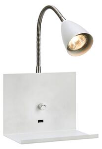 Lampă de perete Markslöjd, Logi, reglabil, Alb, dormitor, Metal, Modern