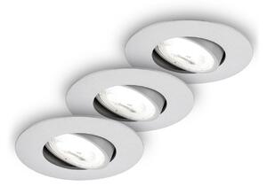 Briloner Kulana A lumină LED încastrată, crom mat, 4000K, set de 3, Metalic, Camera de zi / sufragerie, Plastic, Modern