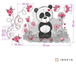 Autocolante de perete - Panda cu flori