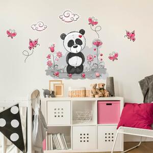 Autocolante de perete - Panda cu flori