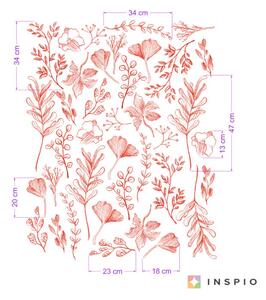 Autocolant cu plante - model natural de flori și frunze în nuanțe de roș