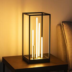FISCHER & HONSEL Lampă de masă Grid LED, negru/galben, metal, CCT, dimabil, reglabil, Negru, Camera de zi / sufragerie, Metal, Modern