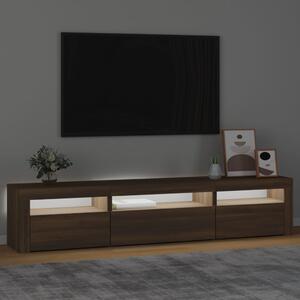 Comodă TV cu lumini LED, stejar maro, 195x35x40 cm