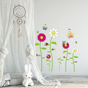 Autocolant pentru perete - Albine, fluturi, gărgărițe și flori