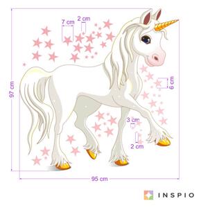 Autocolant unicorn cu stele roz