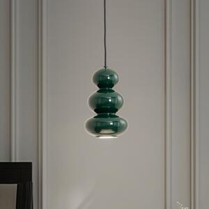 Argon Lampa suspendată Oman, verde închis lucios, sticlă, Ø 14 cm, reglabil, Verde, Camera de zi / sufragerie, Sticlă